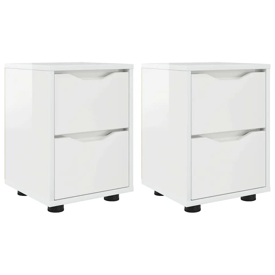 Tables de chevet 2 pcs Blanc brillant 30,5 x 30 x 43 cm - 2