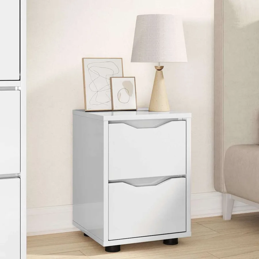 Tables de chevet 2 pcs Blanc brillant 30,5 x 30 x 43 cm - 4