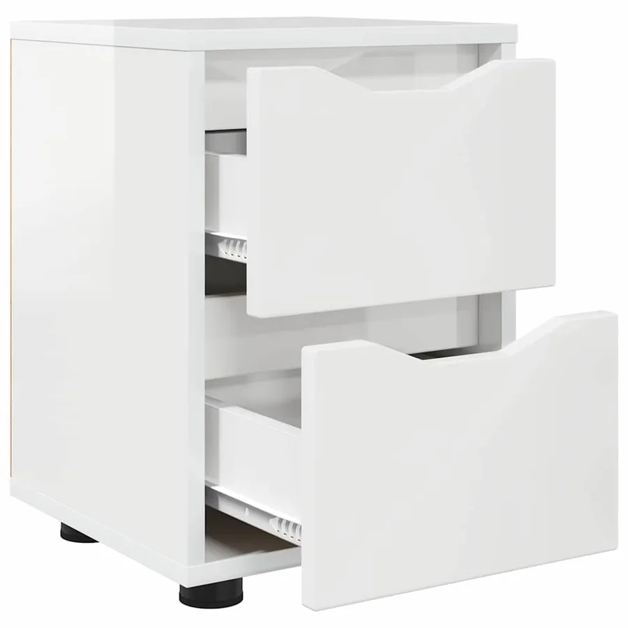 Tables de chevet 2 pcs Blanc brillant 30,5 x 30 x 43 cm - 5