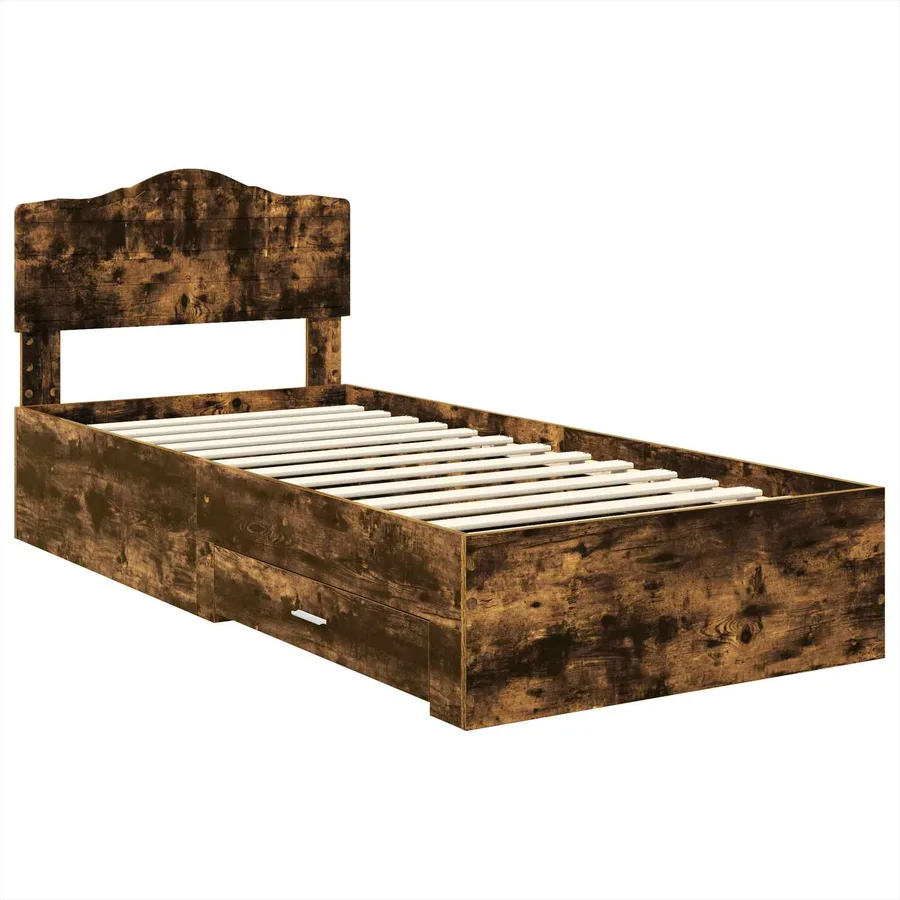 Cadre de lit Chêne fumé 70 x 190 cm Bois d'ingénierie - 4