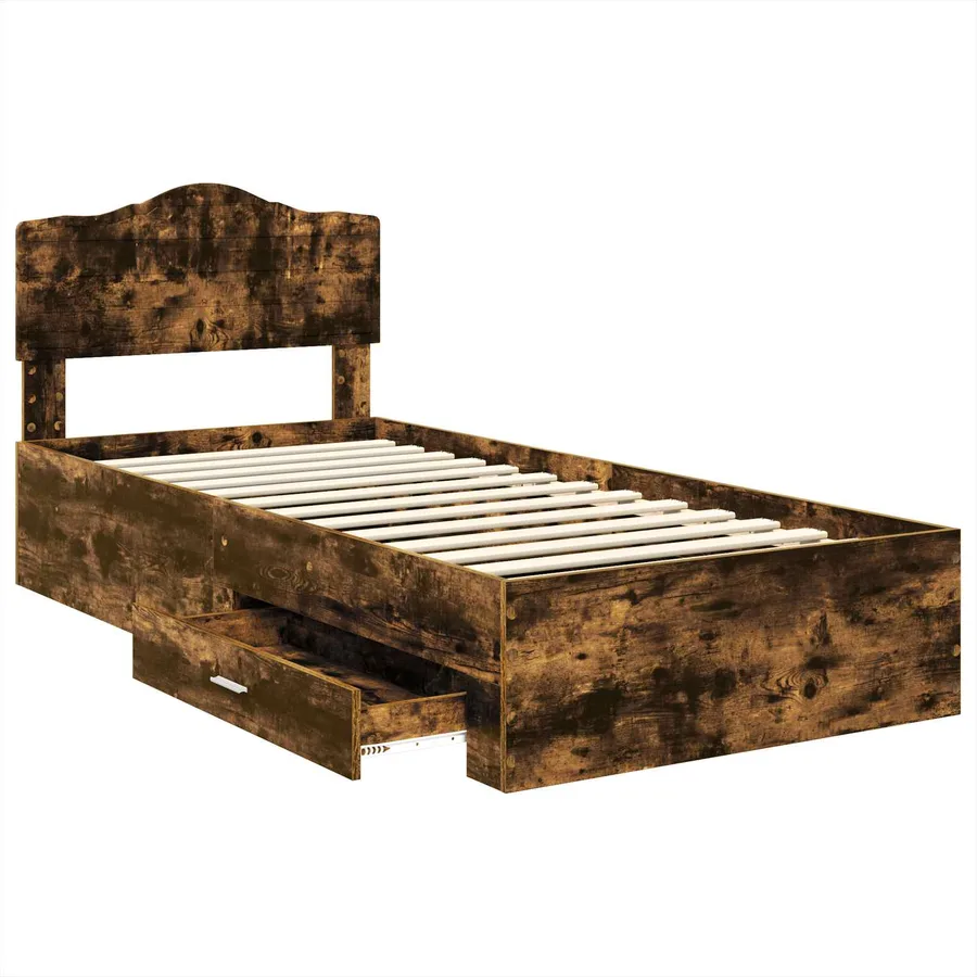 Cadre de lit Chêne fumé 70 x 190 cm Bois d'ingénierie - 5