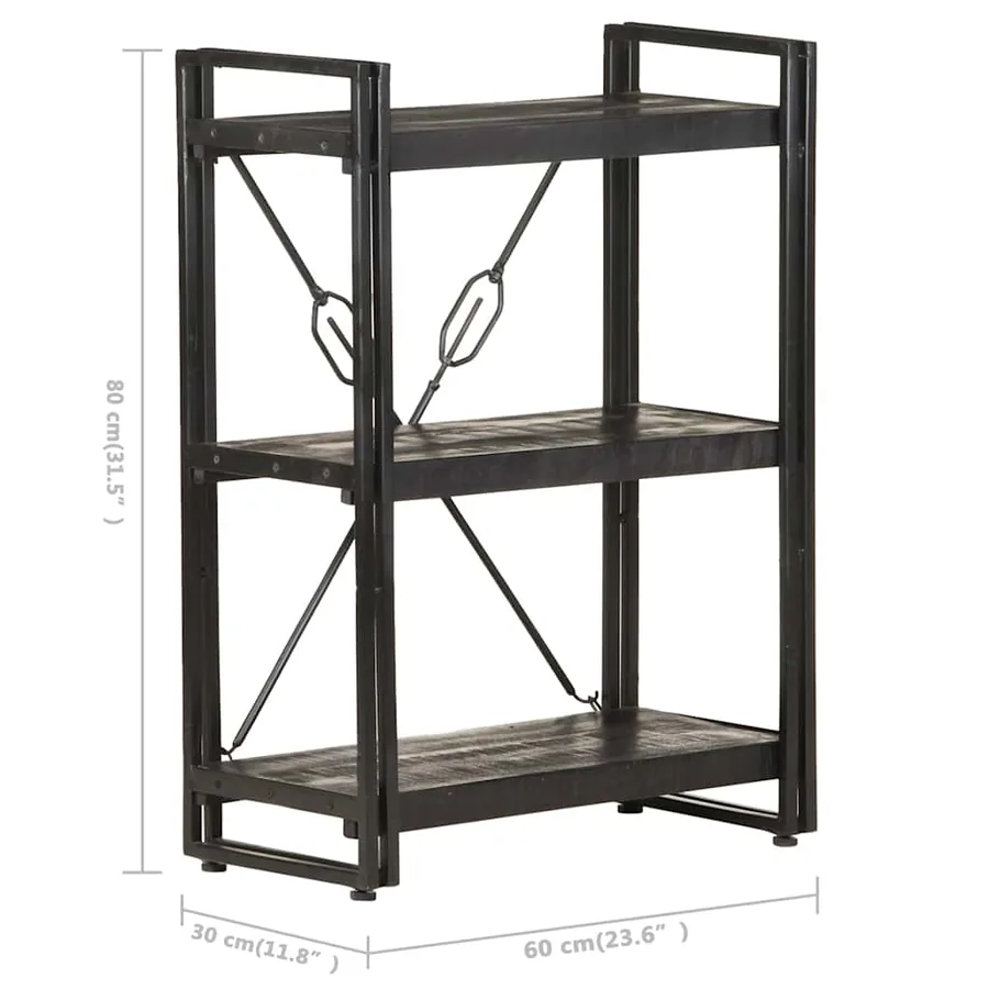 Bibliothèque à 3 niveaux 60x30x80 cm Bois de manguier massif - 5
