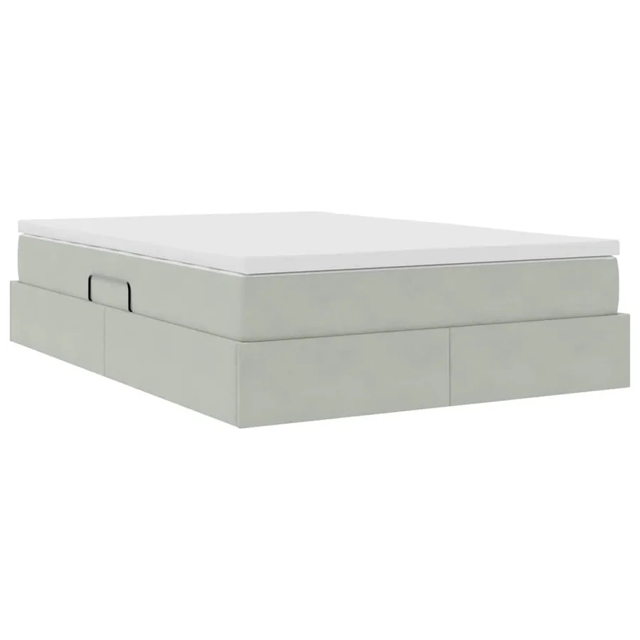 Lit avec rangement et matelas Gris clair 140 x 200 cm Velours - 10