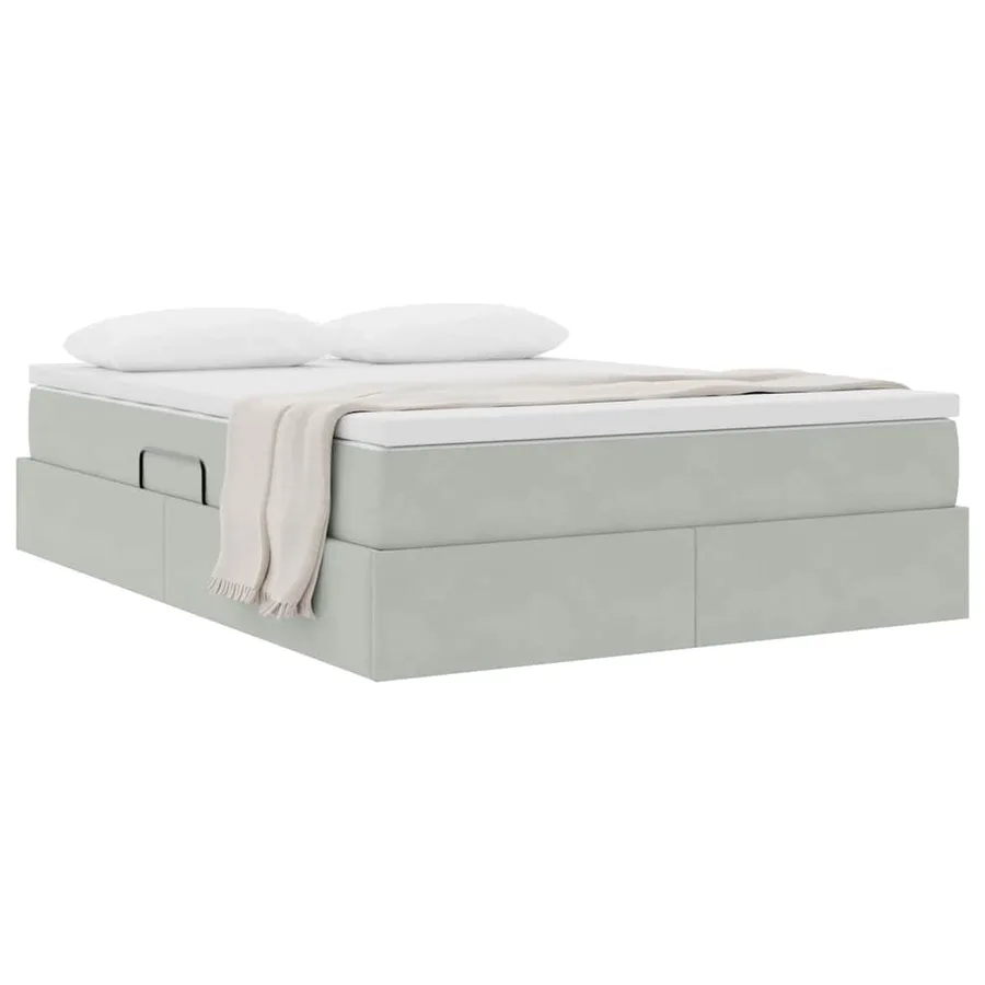 Lit avec rangement et matelas Gris clair 140 x 200 cm Velours - 3