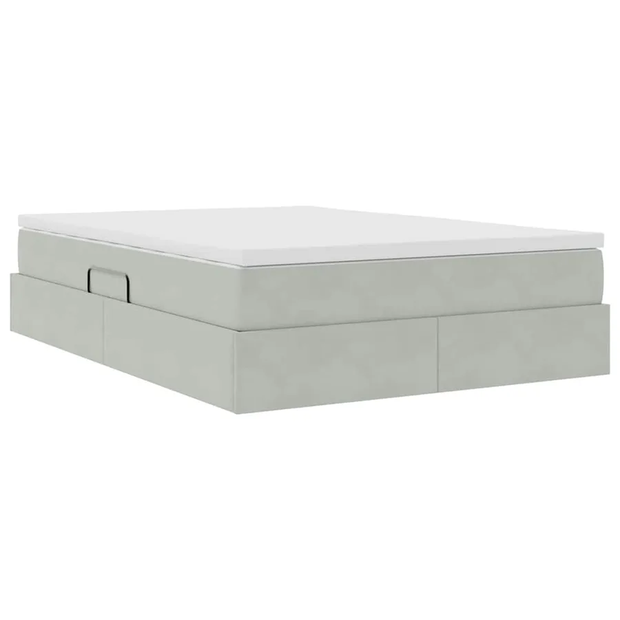 Lit avec rangement et matelas Gris clair 140 x 200 cm Velours - 5