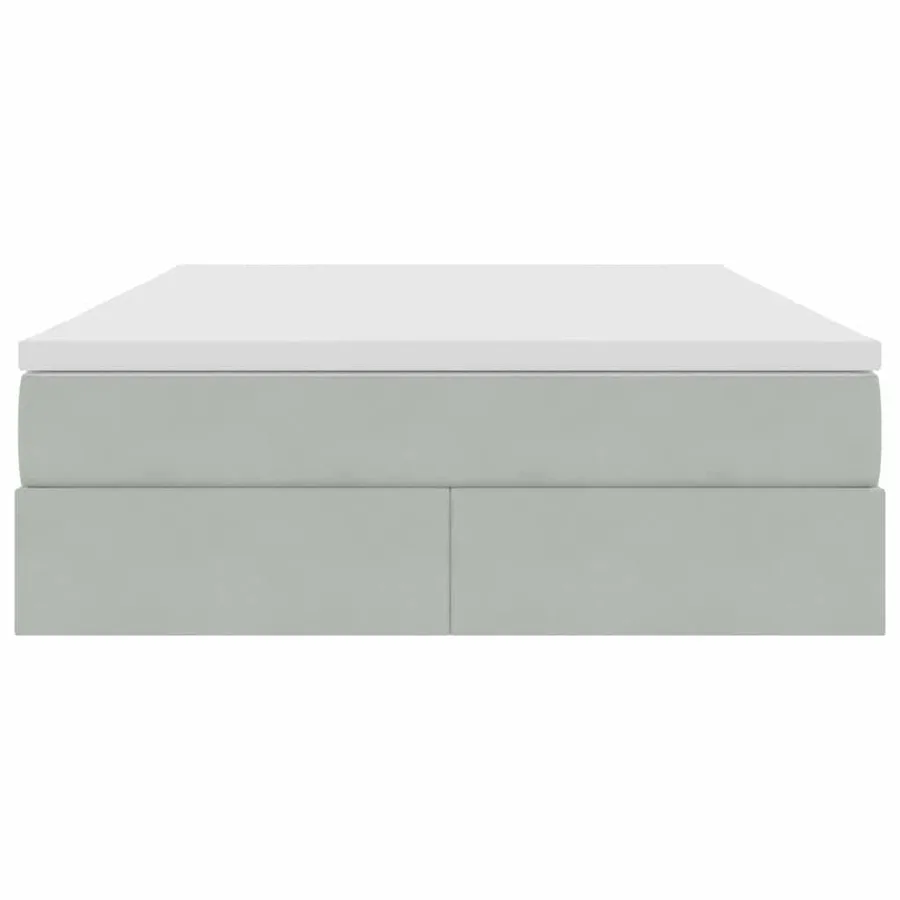 Lit avec rangement et matelas Gris clair 140 x 200 cm Velours - 7