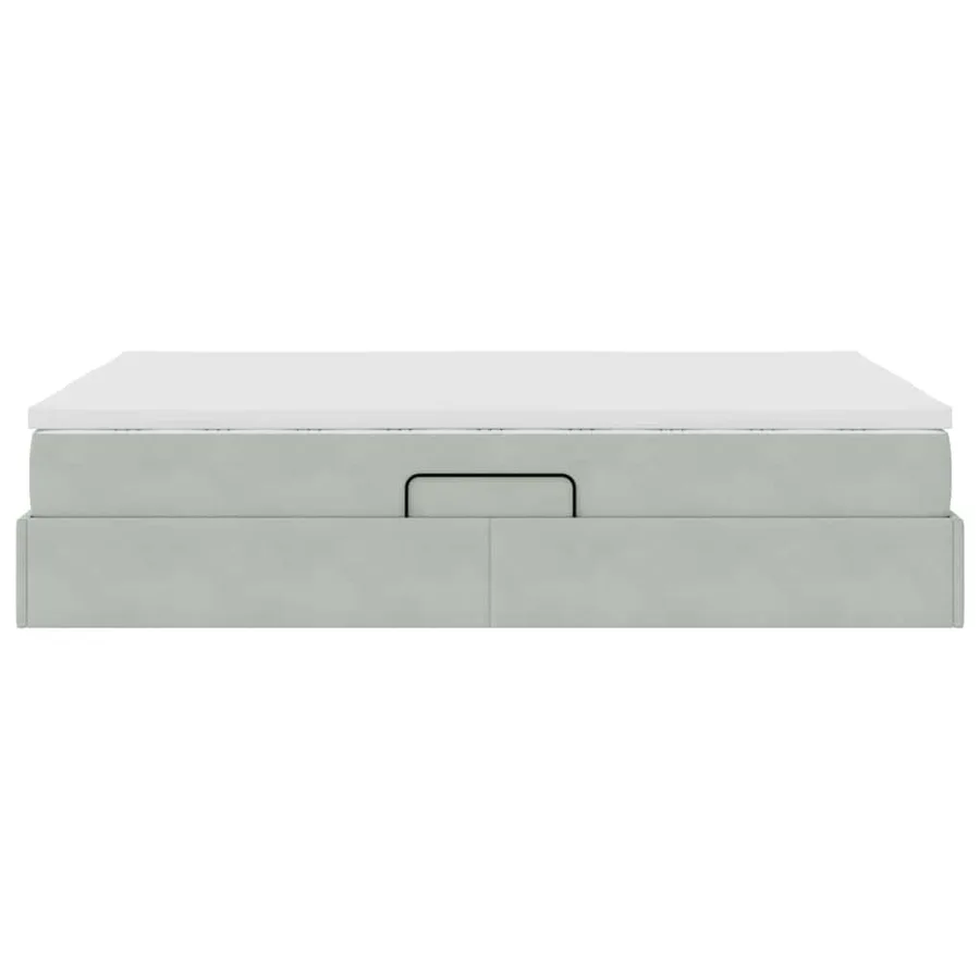 Lit avec rangement et matelas Gris clair 140 x 200 cm Velours - 9