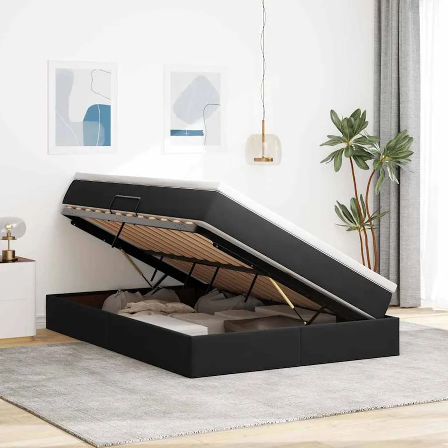 Lit avec rangement et matelas Noir 140 x 200 cm Velours - 4