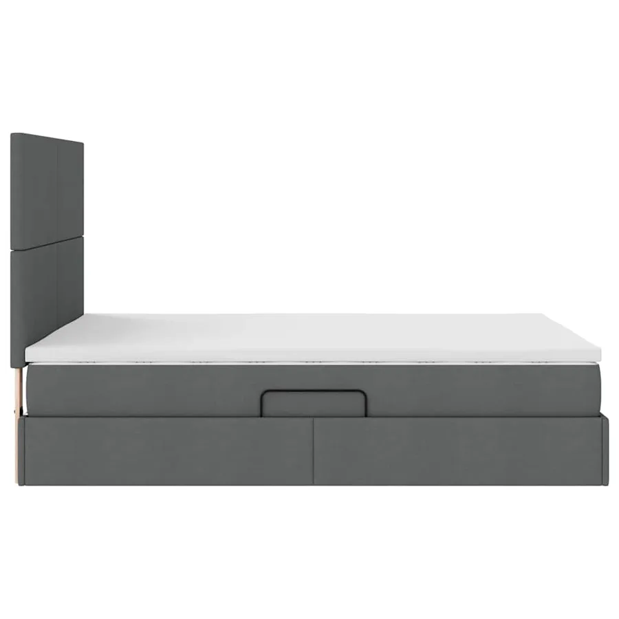 Lit avec rangement et matelas Gris foncé 140 x 200 cm tissu - 10
