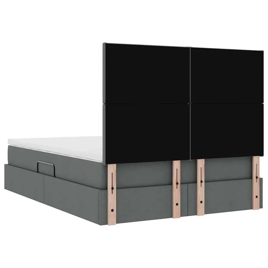 Lit avec rangement et matelas Gris foncé 140 x 200 cm tissu - 11