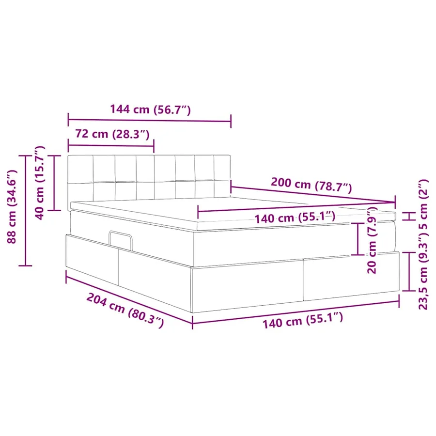 Lit avec rangement et matelas Gris clair 140 x 200 cm - 15
