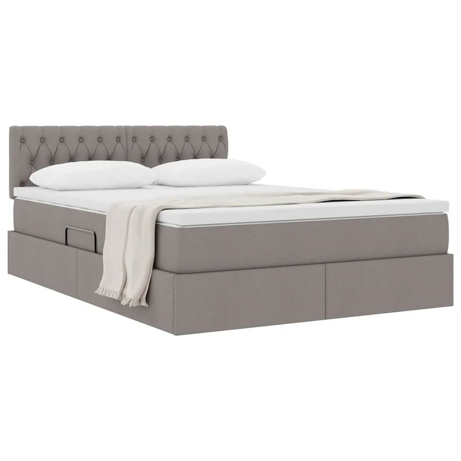Lit avec rangement et matelas avec matelas Taupe 140 x 200 cm - 3