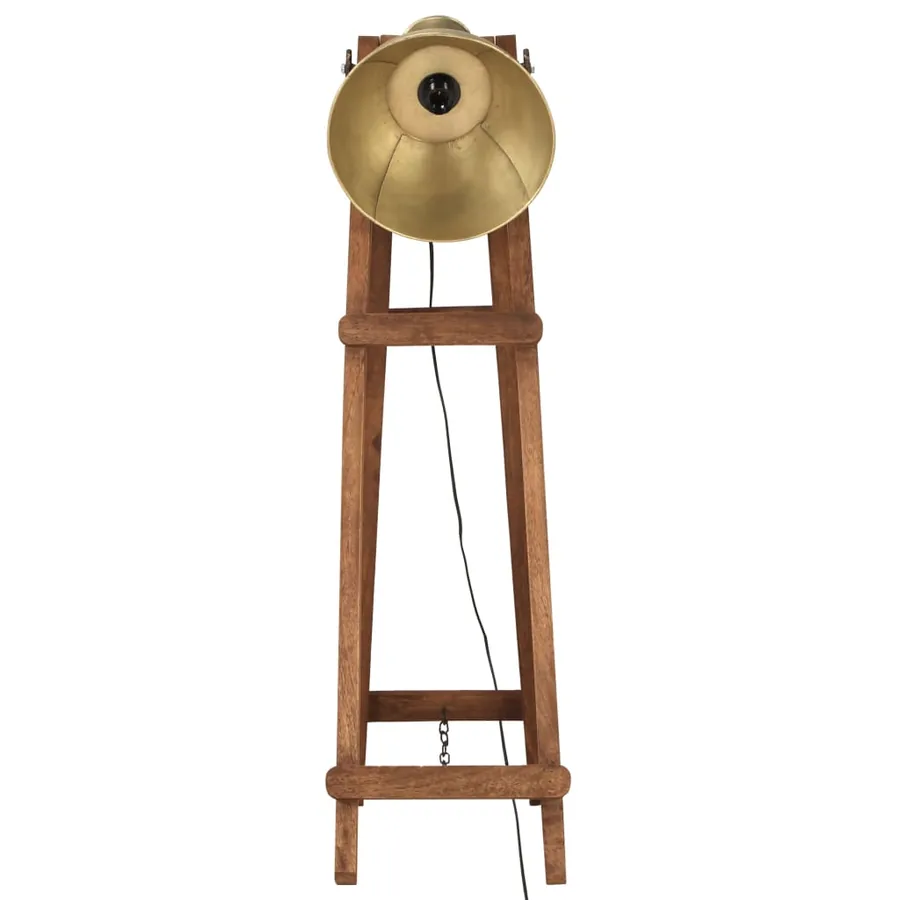 Lampadaire Laiton E27 Bois de manguier massif - 3