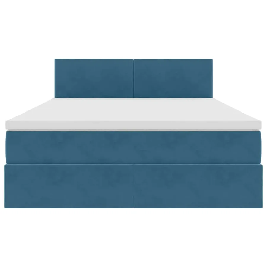 Lit de Rangement avec matelas Bleu foncé 140 x 200 cm Velours - 7