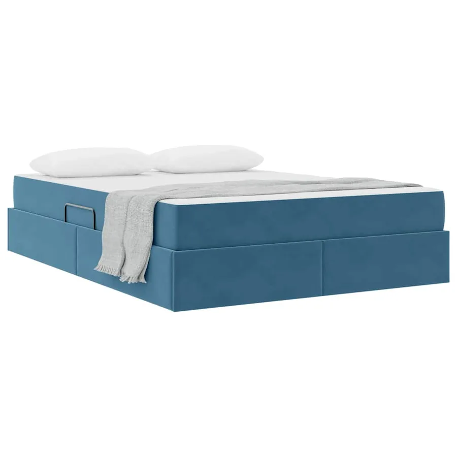 Lit avec rangement et matelas Bleu foncé 140 x 200 cm Velours - 3