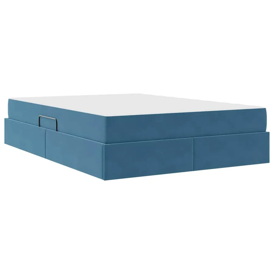 Lit avec rangement et matelas Bleu foncé 140 x 200 cm Velours - 5