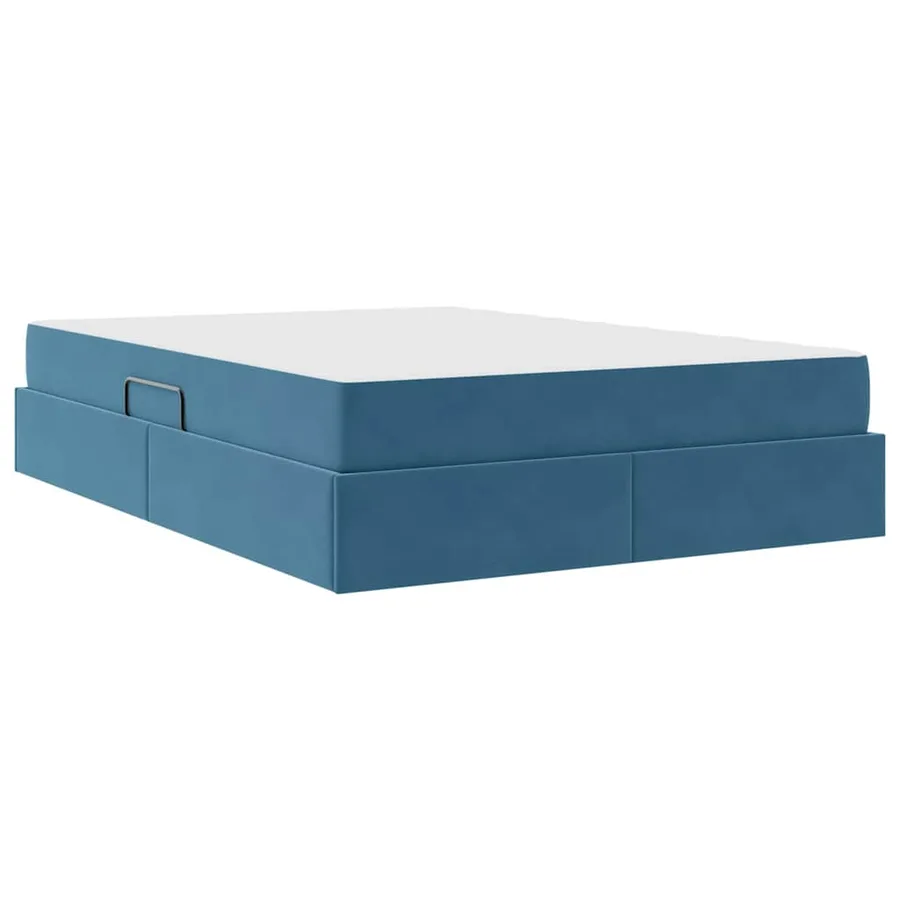 Lit avec rangement et matelas Bleu foncé 140 x 200 cm Velours - 8