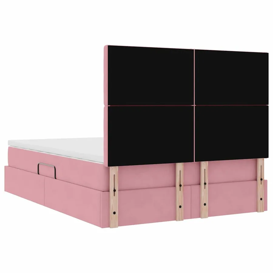 Lit de rangement LED avec matelas Rose 140 x 200 cm Velours - 12