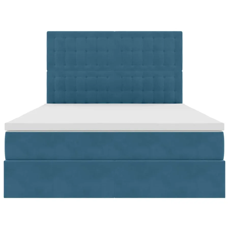 Lit avec rangement et matelas Bleu foncé 140 x 200 cm Velours - 7