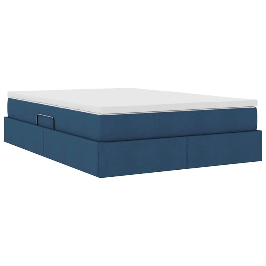 Lit avec rangement et matelas Bleu 140 x 200 cm Polyester - 10