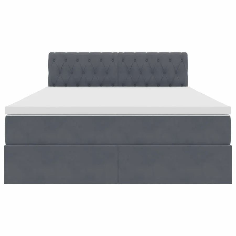 Lit de Rangement avec matelas Gris foncé 140 x 200 cm Velours - 7