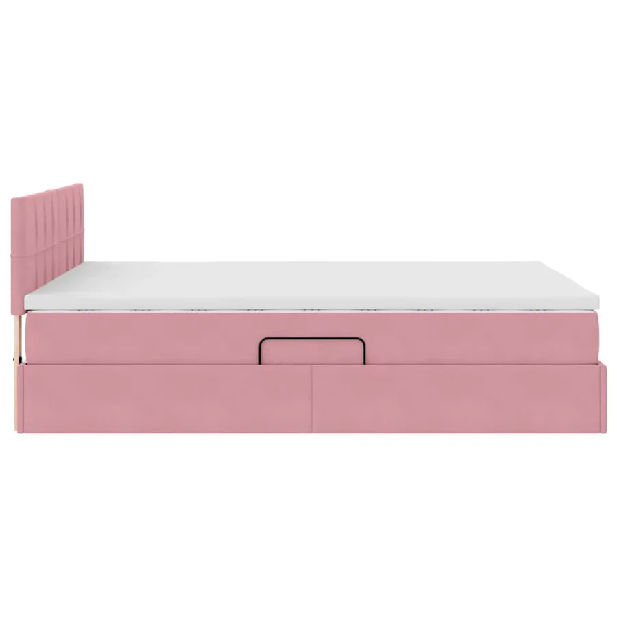 Lit de Rangement avec matelas Rose 140 x 200 cm Velours - 8
