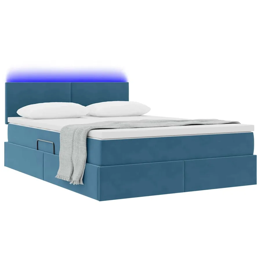 Lit de rangement LED avec matelas Bleu foncé 140 x 200 cm - 3