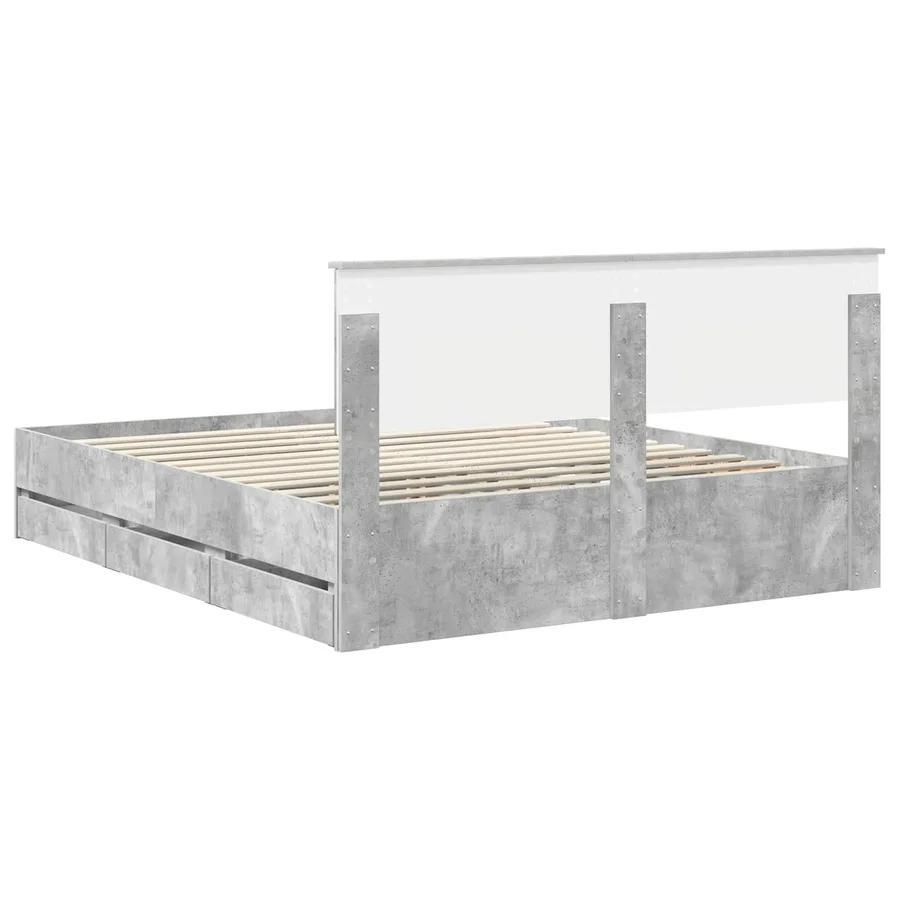 Cadre de lit Gris béton 160 x 200 cm Bois Ingénierie - 10