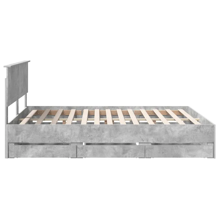 Cadre de lit Gris béton 160 x 200 cm Bois Ingénierie - 9