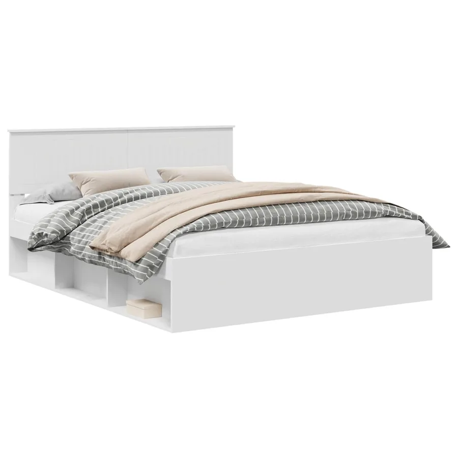 Cadre de lit avec tête de lit Blanc 160 x 200 cm Pin massif - 2