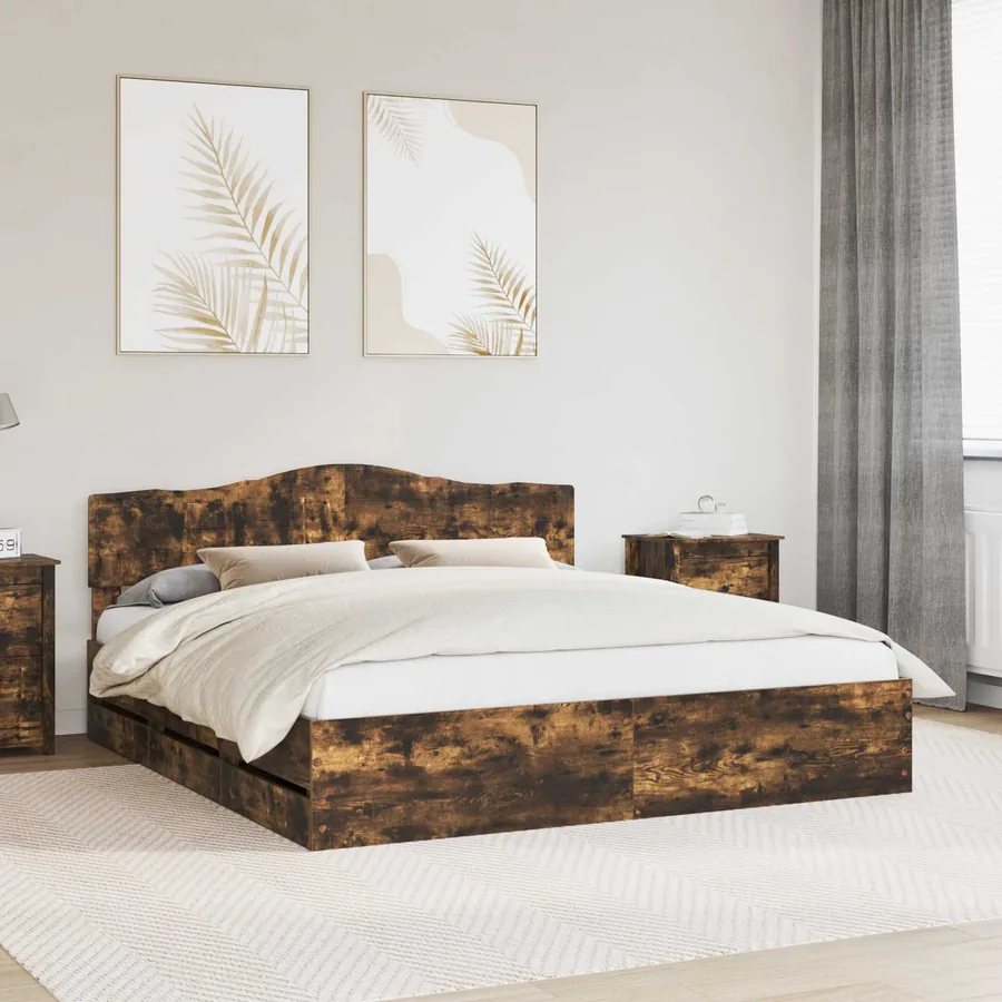 Cadre de lit Chêne fumé 180 x 200 cm Bois Ingénierie