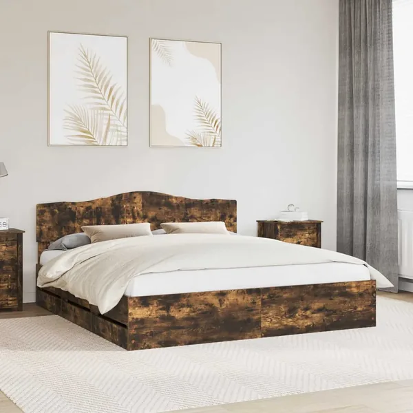 Cadre de lit Chêne fumé 180 x 200 cm Bois Ingénierie