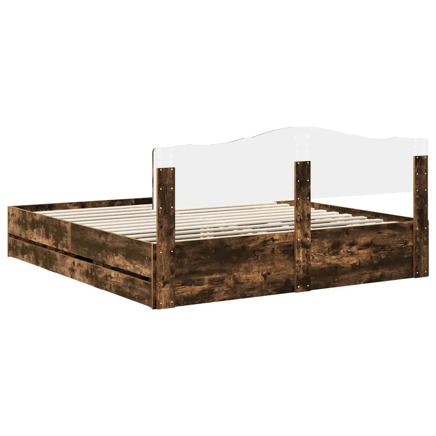 Cadre de lit Chêne fumé 180 x 200 cm Bois Ingénierie - 10