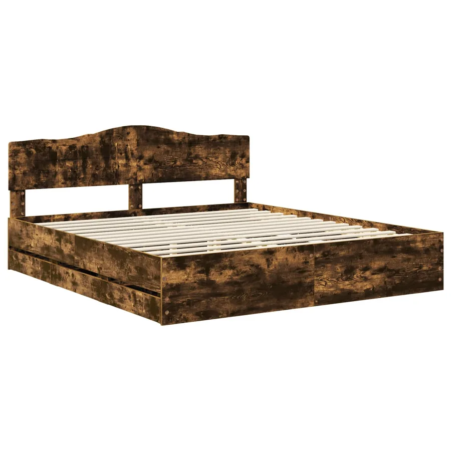 Cadre de lit Chêne fumé 180 x 200 cm Bois Ingénierie - 4