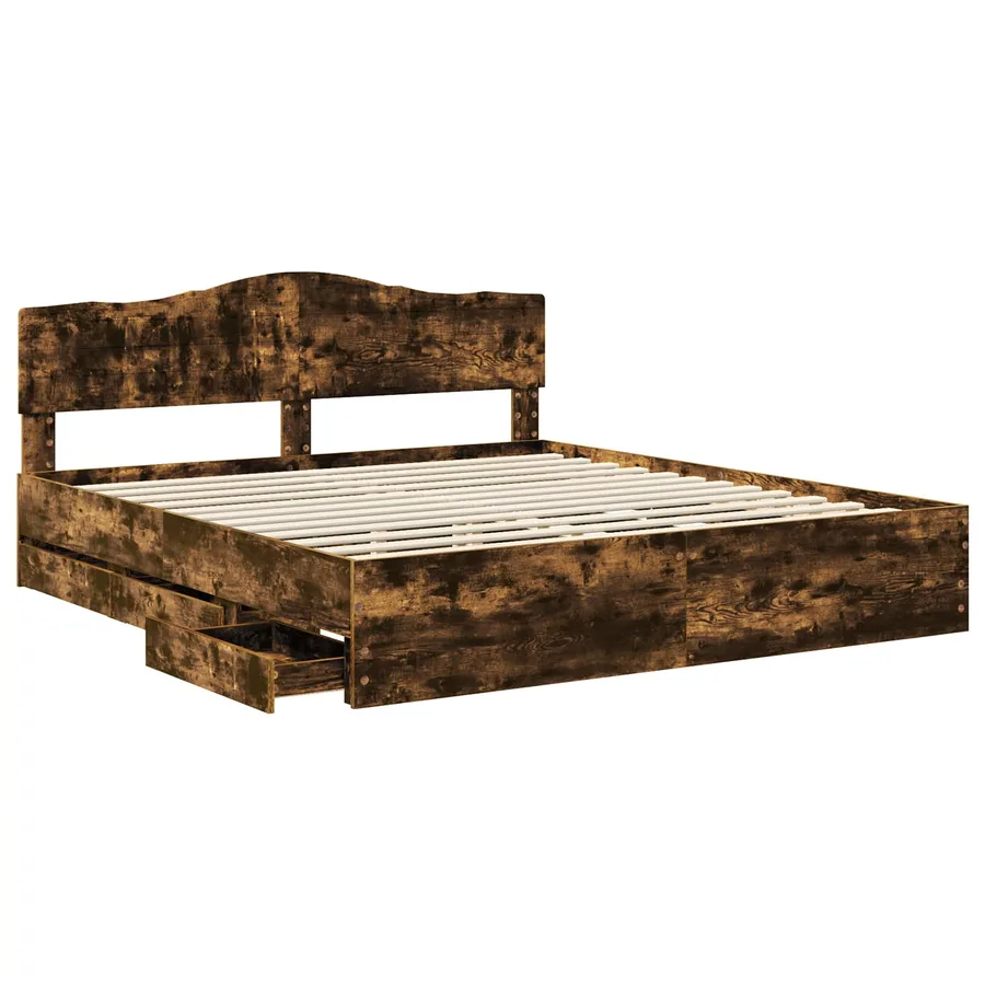 Cadre de lit Chêne fumé 180 x 200 cm Bois Ingénierie - 5