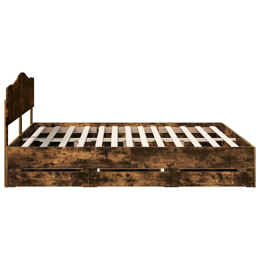 Cadre de lit Chêne fumé 180 x 200 cm Bois Ingénierie - 9