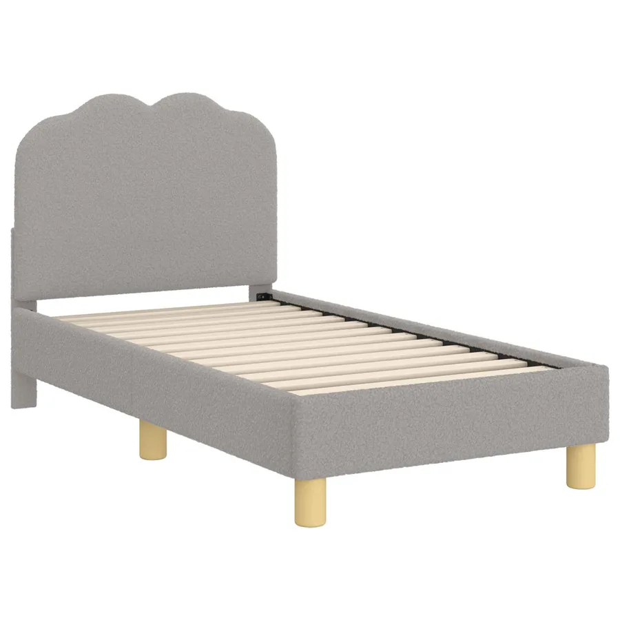 Cadre de lit pour tout-petit avec tête de lit Gris clair Bouclé - 2