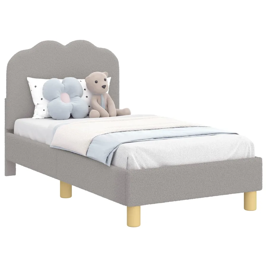 Cadre de lit pour tout-petit avec tête de lit Gris clair Bouclé - 3