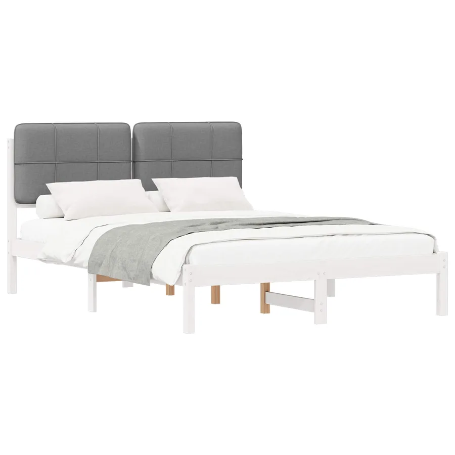 Cadre de lit avec tête de lit rembourrée Gris clair - 2