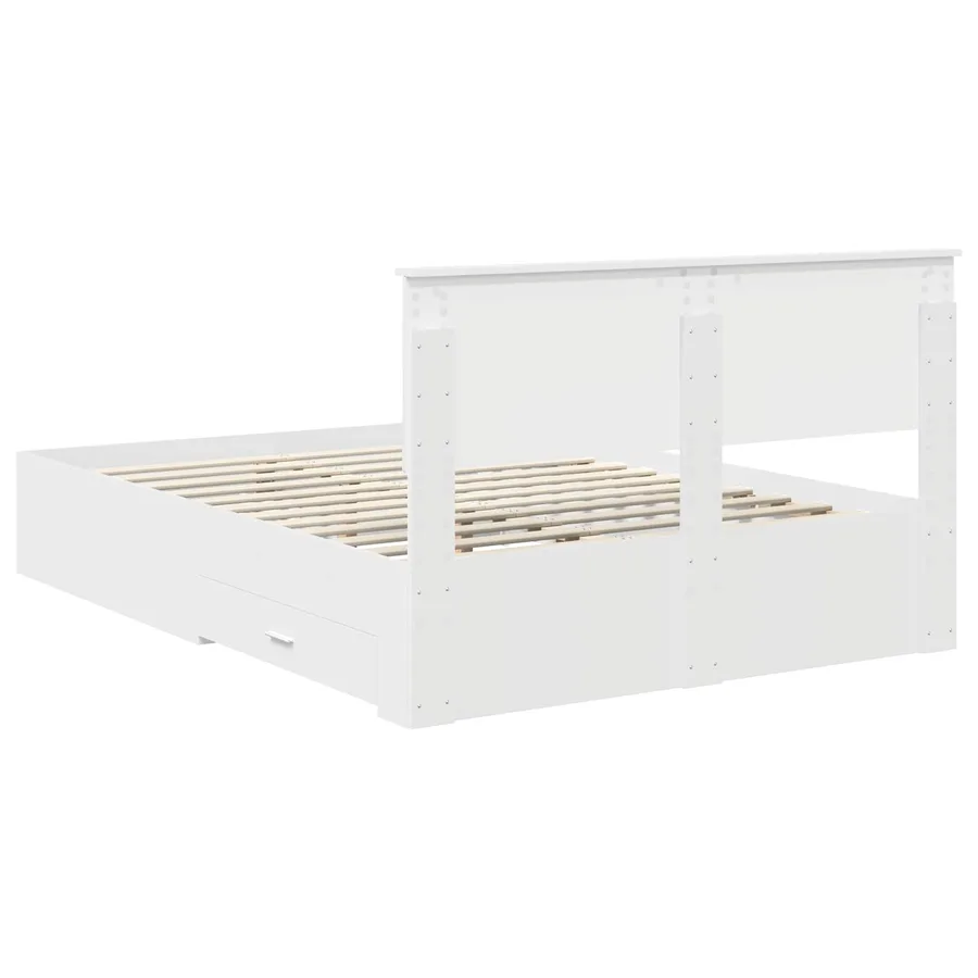 Cadre de lit avec tiroir Blanc 140 x 190 cm Bois d'ingénierie - 8