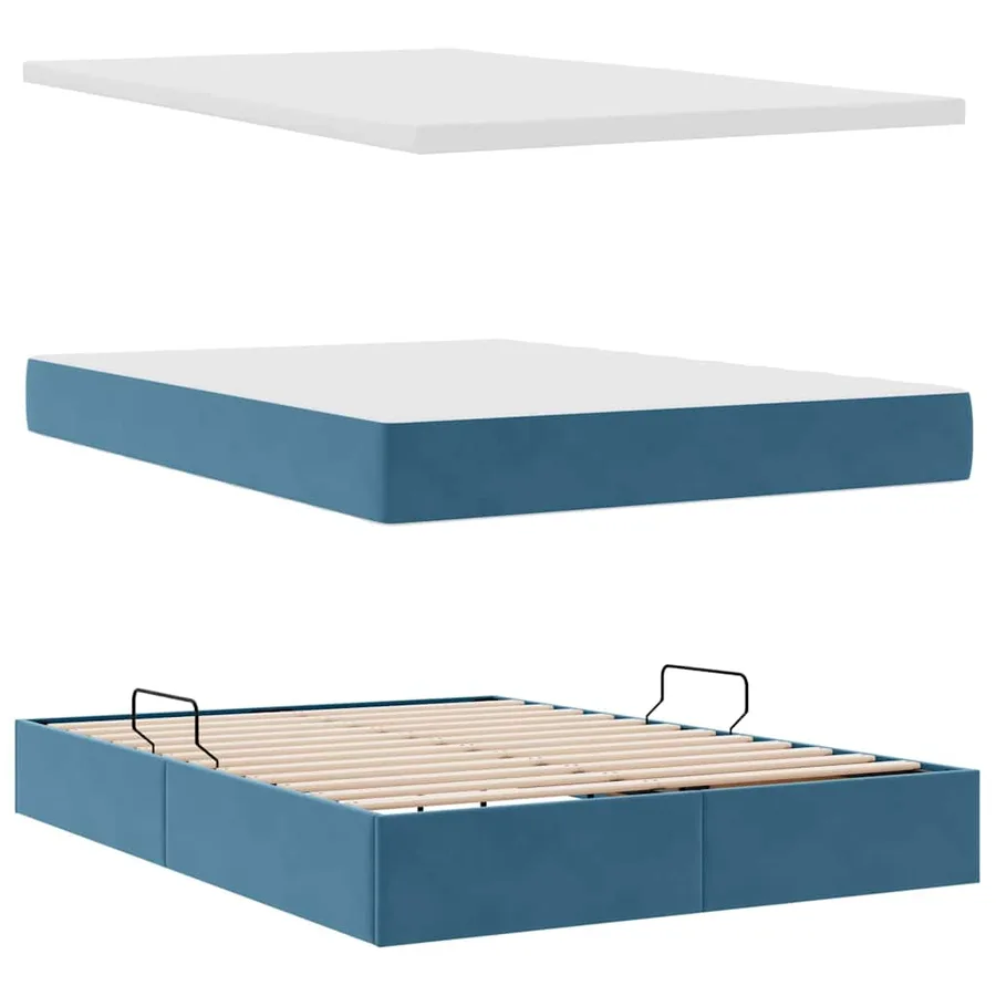 Lit de rangement LED avec matelas Bleu foncé 140 x 200 cm - 9