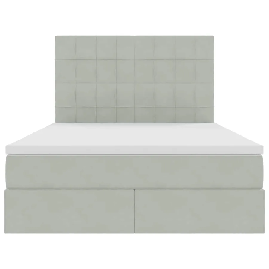 Lit avec rangement et matelas Gris clair 140 x 200 cm Velours - 7