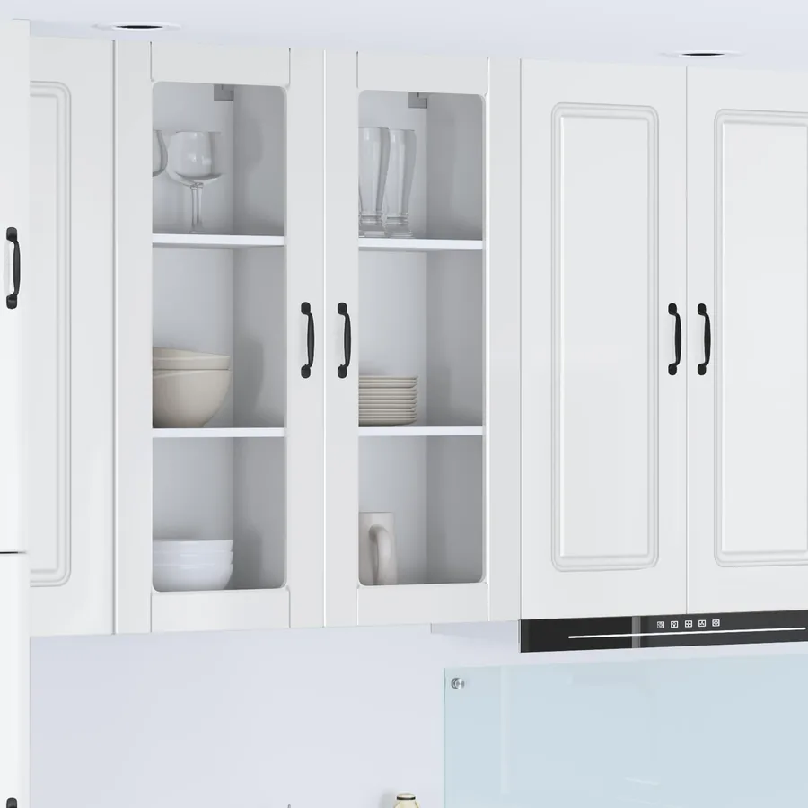 Cabinet en verre mural PORTO Blanc brillant 40 x 31 x 100 cm