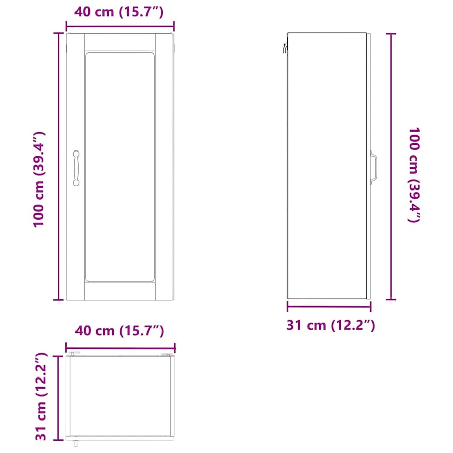 Cabinet en verre mural PORTO Blanc brillant 40 x 31 x 100 cm - 14