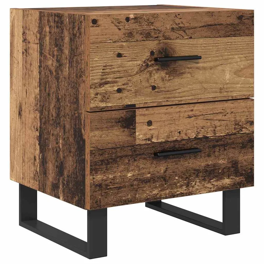 Cabinet de chevet 2 pcs Bois ancien et noir 40 x 35 x 47,5 cm - 6
