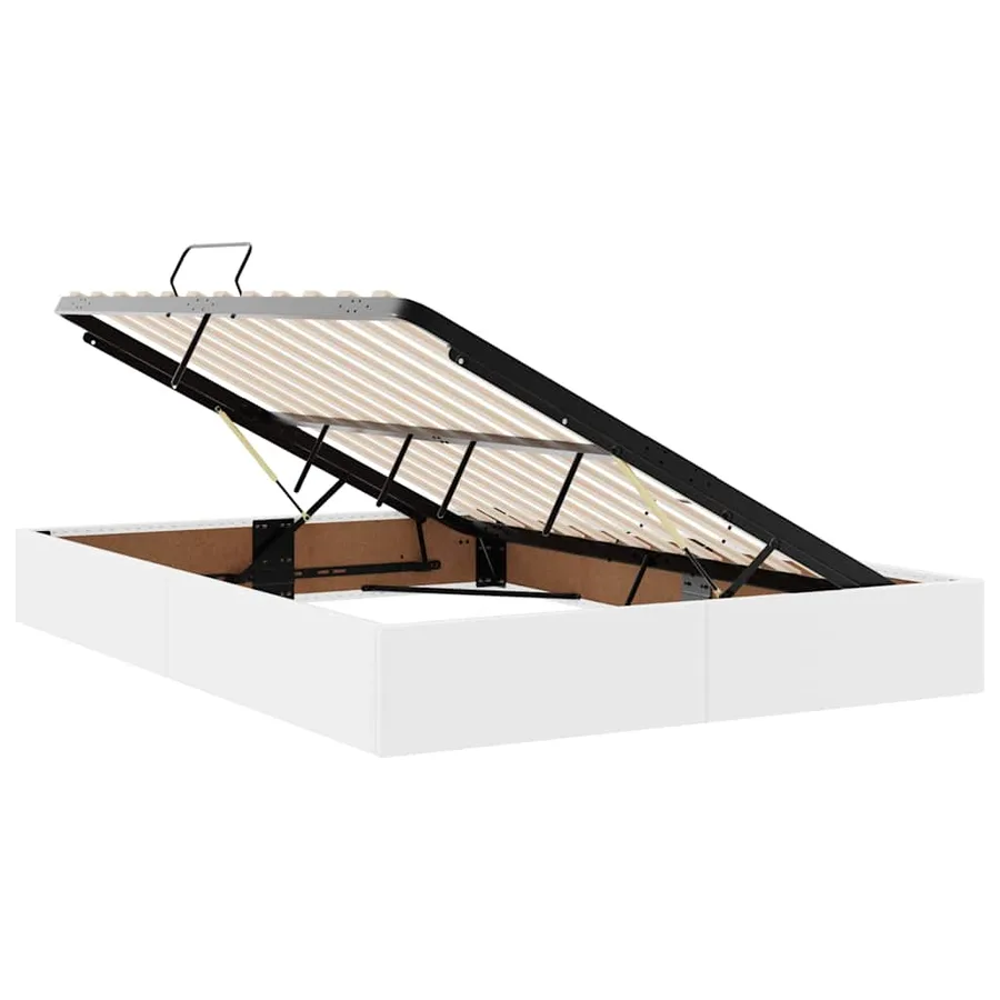 Lit avec rangement et matelas avec matelas 2 pcs Blanc Cuir - 6