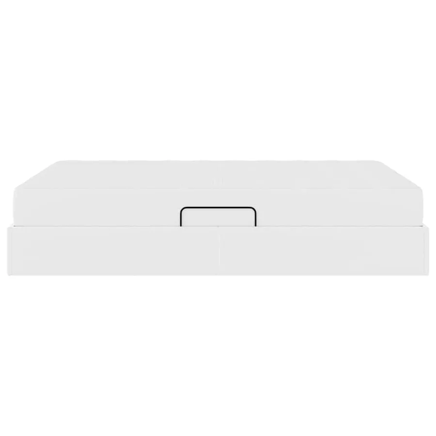 Lit avec rangement et matelas avec matelas 2 pcs Blanc Cuir - 9