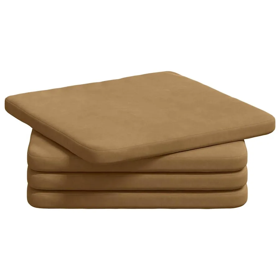 Coussins de siège 4 pcs Marron 40 x 40 x 3 cm Velours - 2