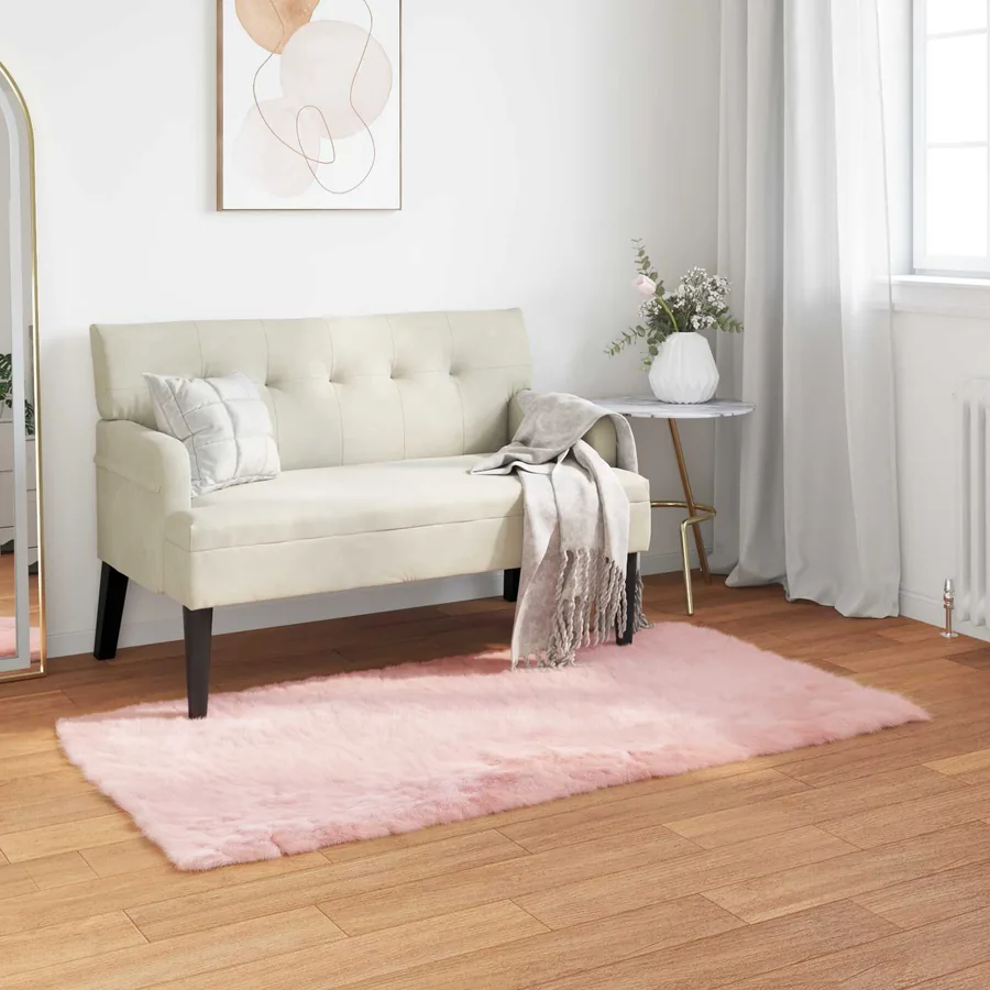 Tapis en fausse TAFALLA Rose 60 x 110 cm Polyester
