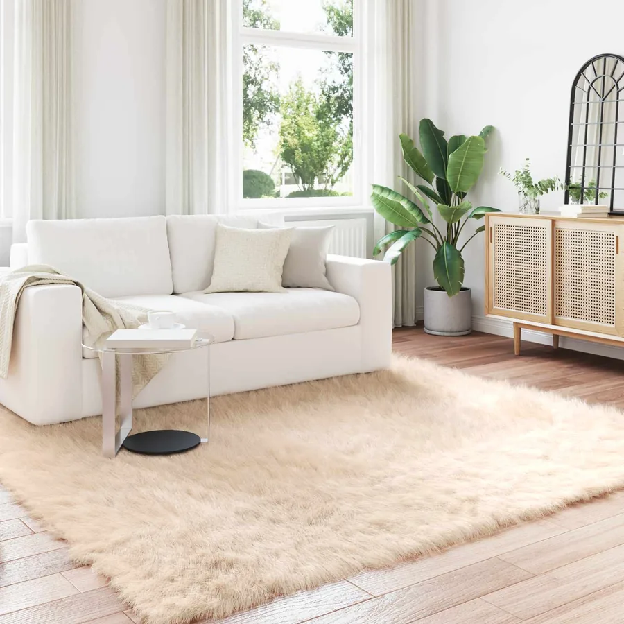 Tapis en fausse TAFALLA Beige 240 x 240 cm Polyester